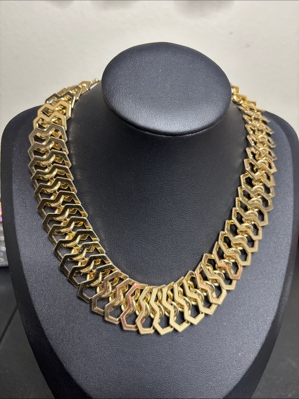 Express Hexagonal Link Gold Tone Statement Necklace - Women Jewelry